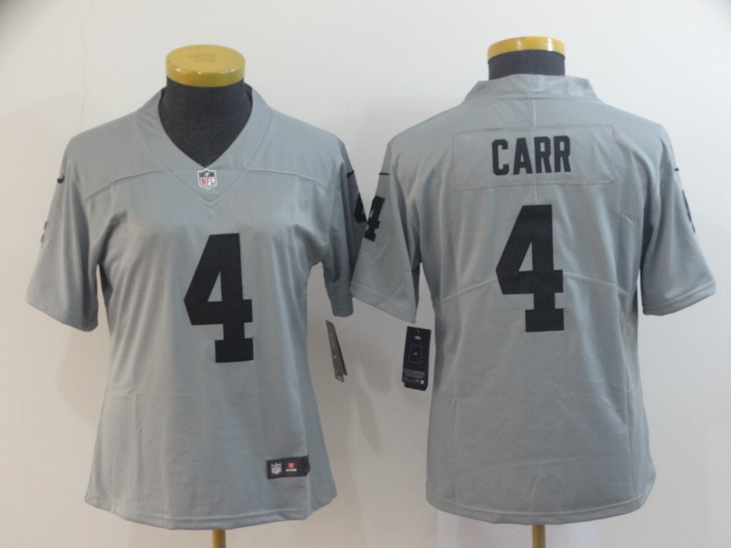 women Oakland Raiders #4 Carr 2019 Vapor Untouchable Nike Gray Inverted Legend NFL Jerseys